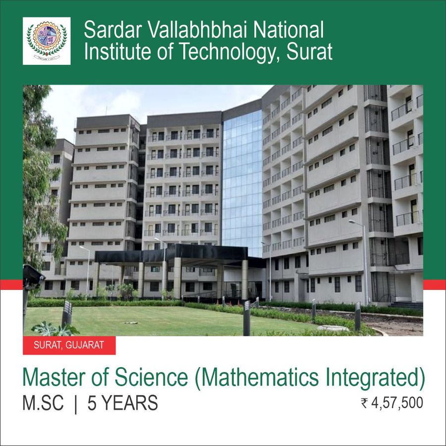 Master of Science [M.Sc] (Mathematics Integrated) at Sardar Vallabhbhai National Institute of Technology, Surat, Surat